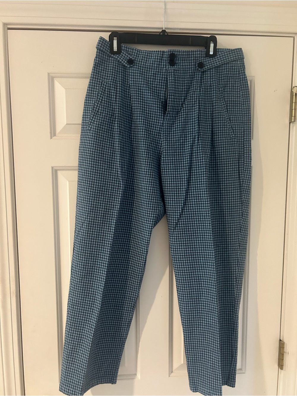 Sundance Blue Gingham Pleated Dress Pants